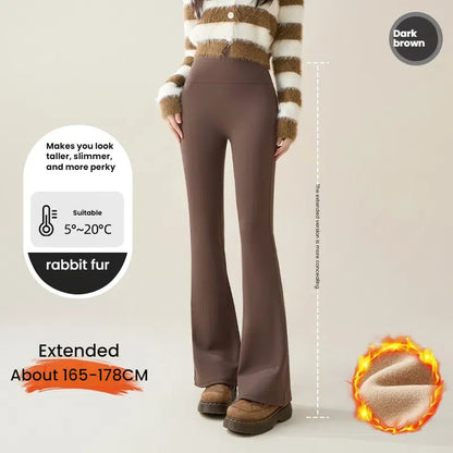 High Waist Flare Leggings Women Winter Fleece Lined Tummy Control Butt Lift Yoga Pants Stretchy Casual Bootcut Palazzo Trousers