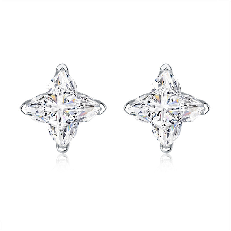 Four-leaf Clover Earrings High-end Sense of Flower-shaped Irregular lv Star Moissanite Earrings s925 Sterling Silver Ear Jewelry