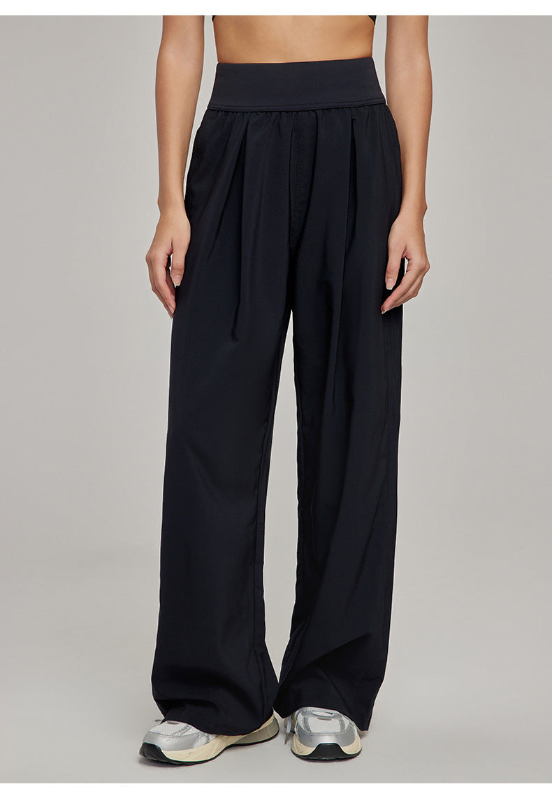Spring Summer Straight Wide Leg Pants Women's High Waist Slimming Sports Trousers Breathable Draping Loose Casual Yoga Pants