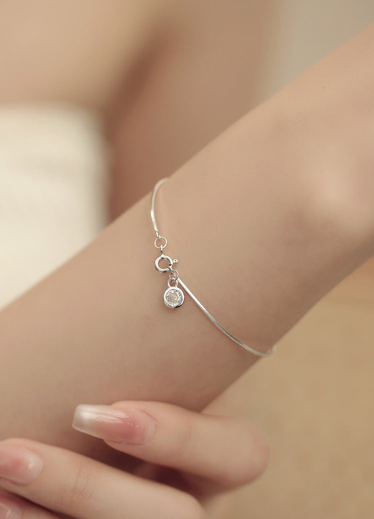 Single Diamond Snake Bone Bracelet for Women Fashion Simple Ins Style