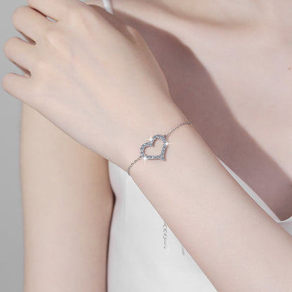 Korean Version Moissanite Bracelet S925 Sterling Silver Jewelry Heart-shaped Set Fashion Sweet Bracelet