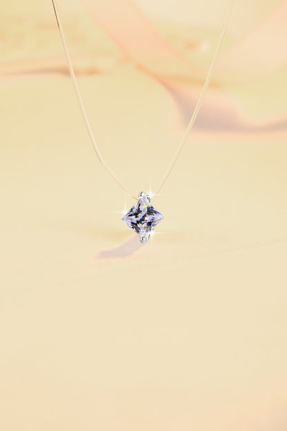 Mermaid Tears Princess Cut Invisible Fish Line Moissanite Pendant S925 Silver Necklace
