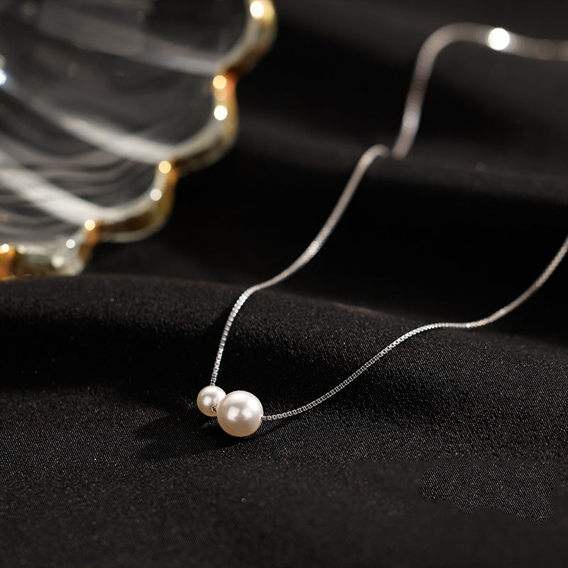 Two Pearl Necklace for Women Fashion Simple Light Luxury Niche Design