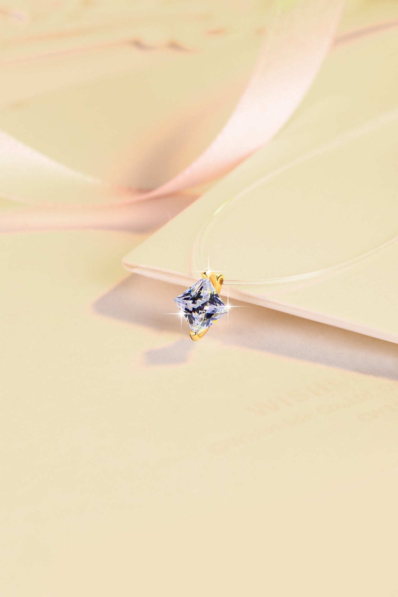 Mermaid Tears Princess Cut Invisible Fish Line Moissanite Pendant S925 Silver Necklace