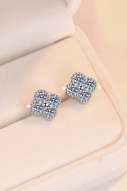 S925 Sterling Silver Earrings Four-Leaf Clover Inlaid with Moissanite Light Luxury Fashion Jewelry Moissanite Earrings for Women