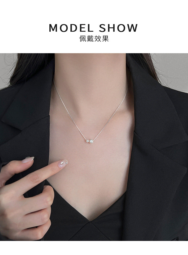 Two Pearl Necklace for Women Fashion Simple Light Luxury Niche Design