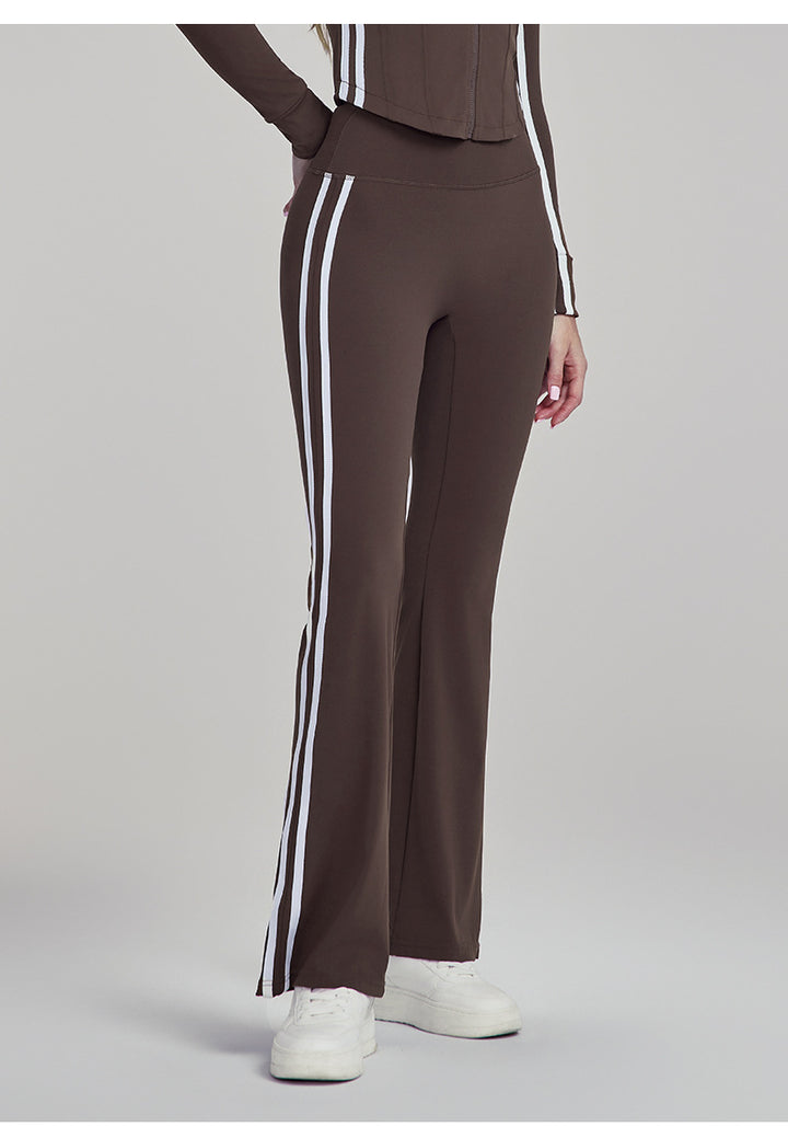 Women's Yoga Pants High-Waisted Striped Flare Pants Casual Versatile Sports Fitness Trousers