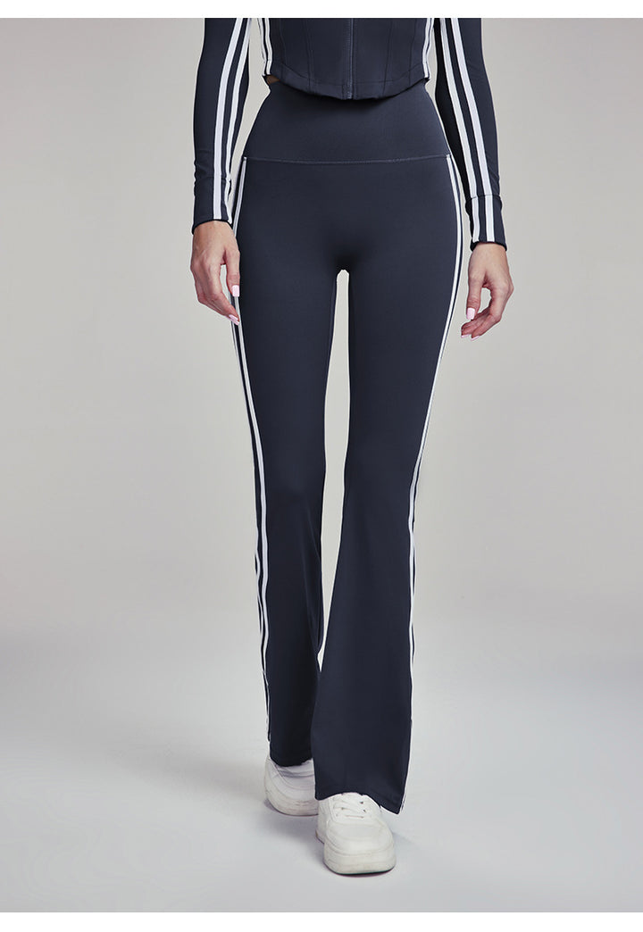 Women's Yoga Pants High-Waisted Striped Flare Pants Casual Versatile Sports Fitness Trousers
