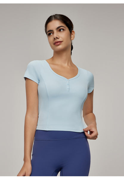 Sexy Yoga Tops Casual Sports Top Women's Waist Cinching Slimming Fitness Top