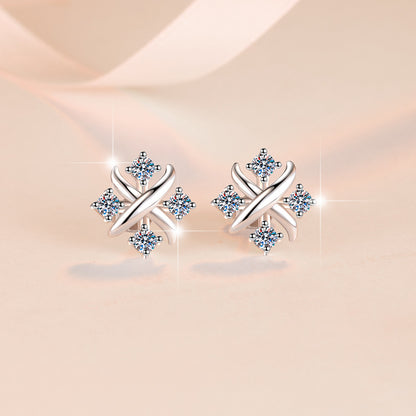 Moissanite Earrings Small Windmill Earrings Exquisite High-End Versatile S925 Silver Stud Earrings for Women