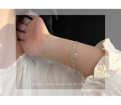 Double Layer Stacked Interlocking Bracelet for Women