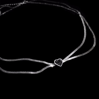 Dark Heart Double Layer Necklace for Women