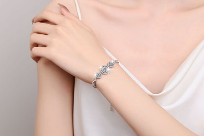 S925 Sterling Silver Women's Bracelet Round Fashion Cross-Border Source Manufacturer Wholesale Moissanite Bracelet GRA