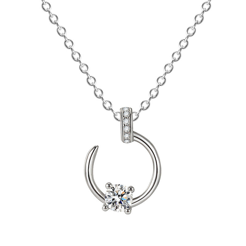 Sparkling Diamond Moon Necklace for Women