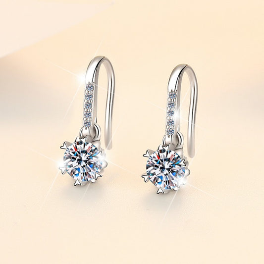 925 Sterling Silver Earrings Plated pt950 Simple Snowflake Tassel Stud Earrings Moissanite Ear Jewelry