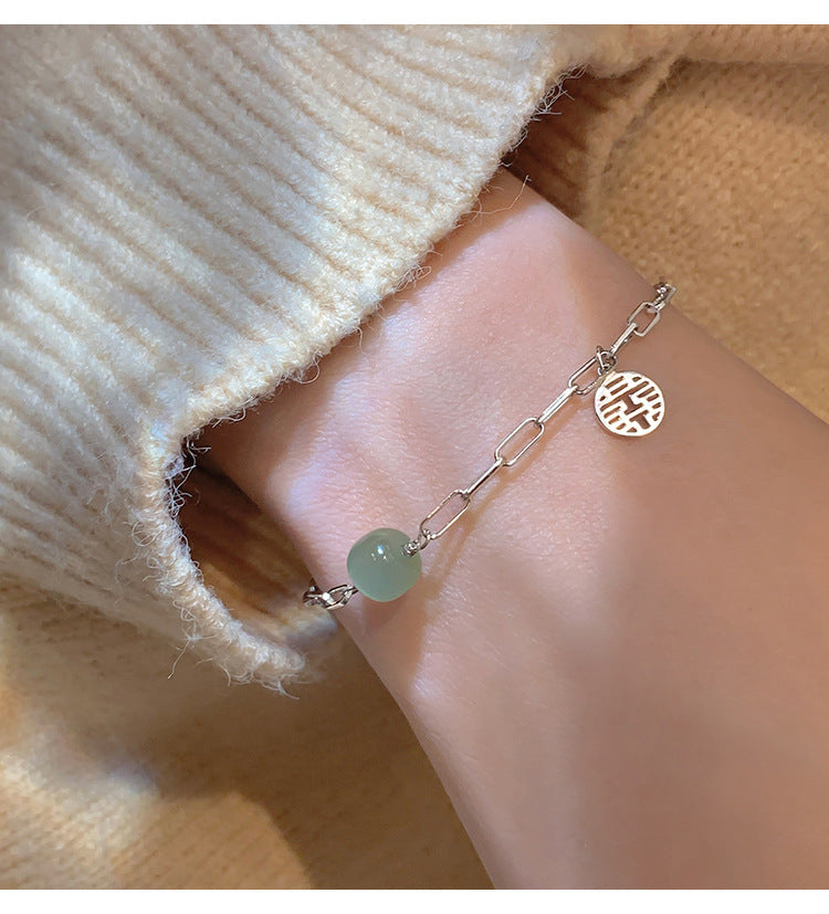 Transshipment Bead Jade Double Happiness Bracelet for Women