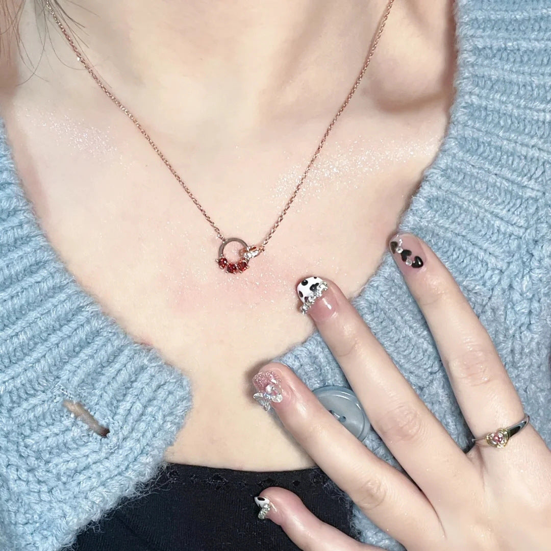 Interlocking Garnet Necklace for Women Chain Jewelry