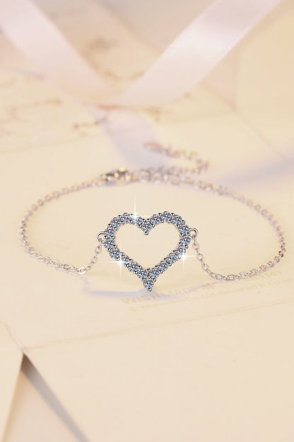 Korean Version Moissanite Bracelet S925 Sterling Silver Jewelry Heart-shaped Set Fashion Sweet Bracelet