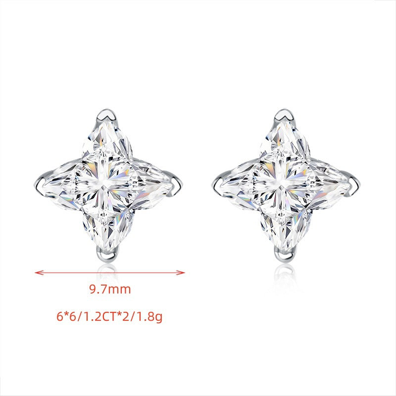Four-leaf Clover Earrings High-end Sense of Flower-shaped Irregular lv Star Moissanite Earrings s925 Sterling Silver Ear Jewelry