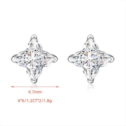 Four-leaf Clover Earrings High-end Sense of Flower-shaped Irregular lv Star Moissanite Earrings s925 Sterling Silver Ear Jewelry
