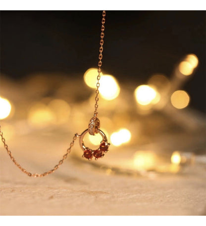 Interlocking Garnet Necklace for Women Chain Jewelry