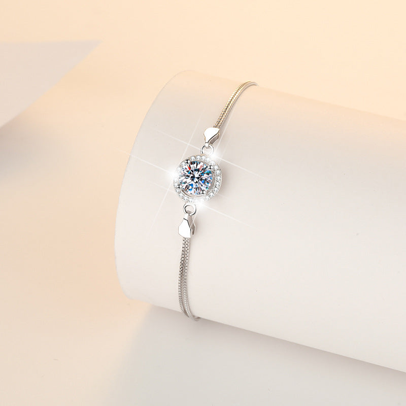 Twelve Zodiac Birthstone Moissanite Jewelry S925 Sterling Silver Bracelet for Women