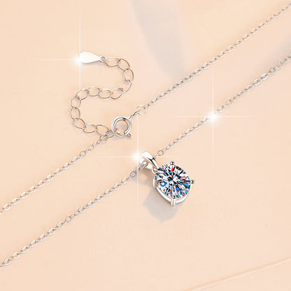 s925Silver Necklace Oval Egg Shape Moissanite Pendant Fashion Minimalist Pure Silver Collarbone Chain for Women Wholesale