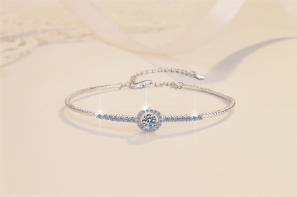Moissanite Bracelet Plated PT950 Round Gra Elegant Live Streaming Manufacturer Wholesale Cross-Border Bracelet S925 Sterling Silver Bangle