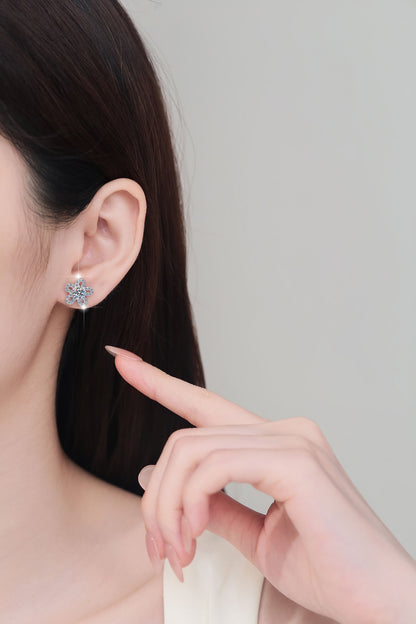 S925 Sterling Silver Earrings Floral Five-Leaf Clover Micro Pave Niche Design High-End Moissanite Women's Earrings