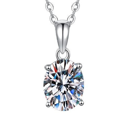 s925Silver Necklace Oval Egg Shape Moissanite Pendant Fashion Minimalist Pure Silver Collarbone Chain for Women Wholesale