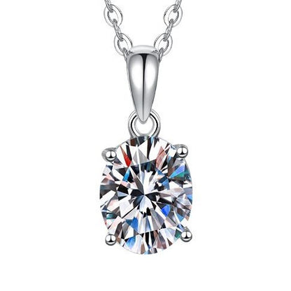 s925Silver Necklace Oval Egg Shape Moissanite Pendant Fashion Minimalist Pure Silver Collarbone Chain for Women Wholesale