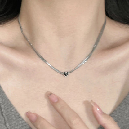 Dark Heart Double Layer Necklace for Women