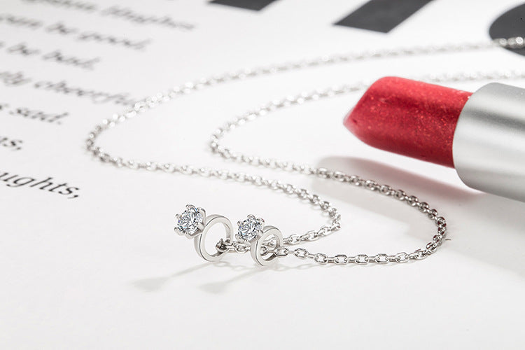 Creative Diamond Ring Necklace for Women Elegant and Simple