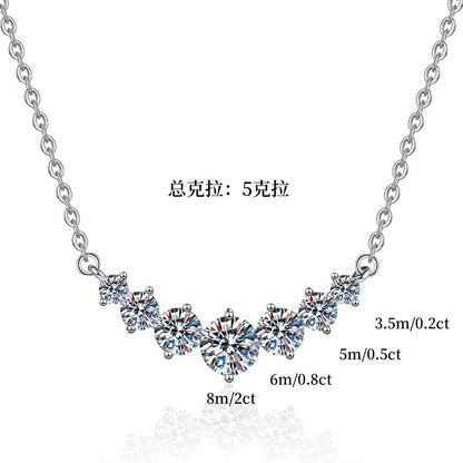 Moissanite Necklace for Women Seven Princess Pendant Light Luxury Versatile Fashion Jewelry Wholesale S925 Sterling Silver Collarbone Chain