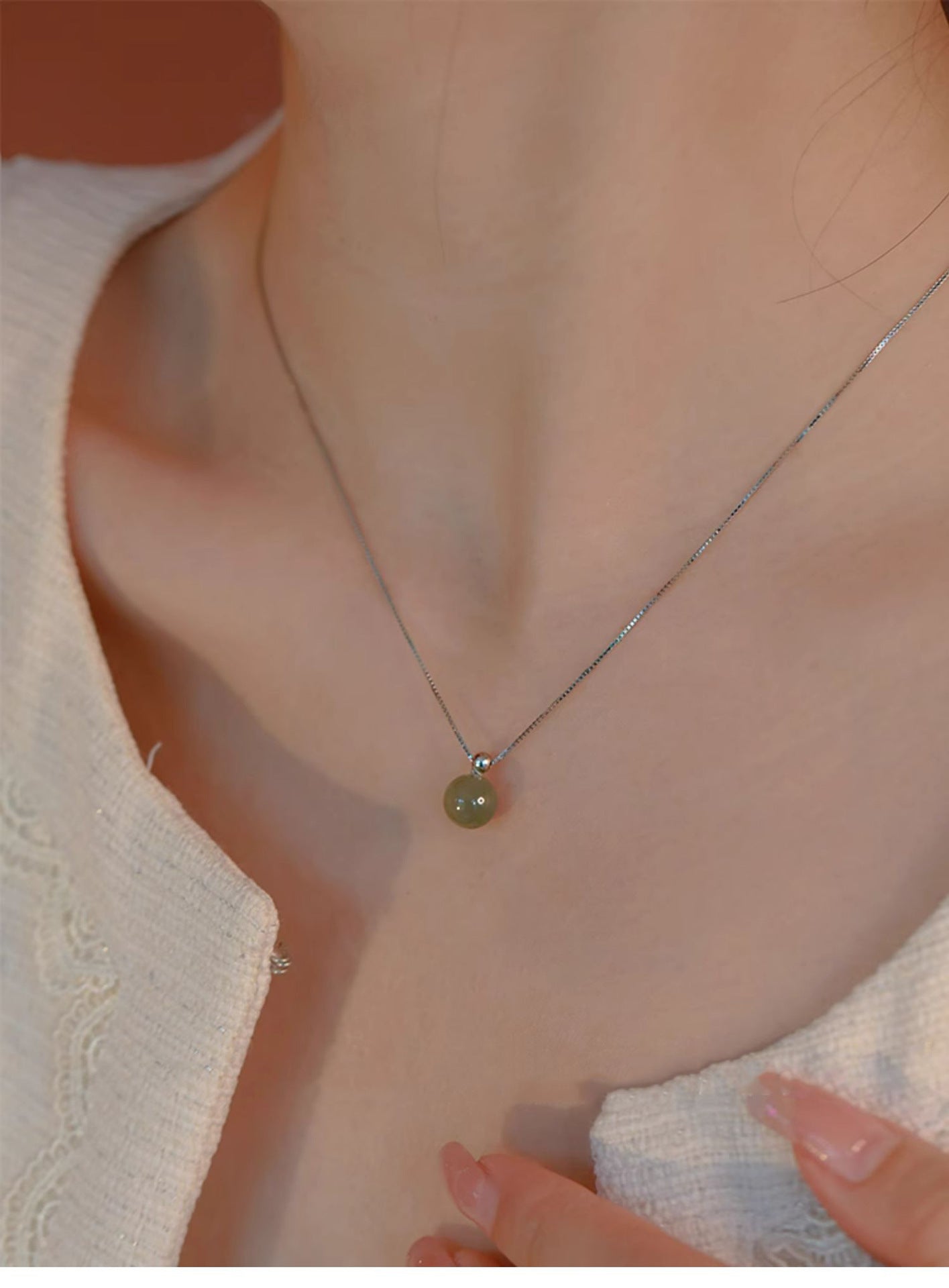 Lake Green Hetian Jade Necklace for Women