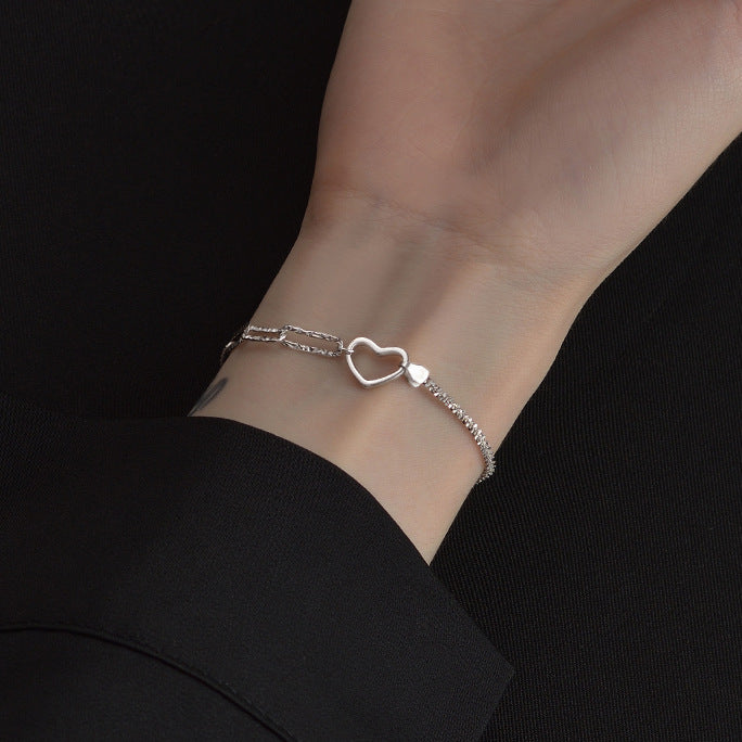 Gypsophila Cube Heart Stitching Bracelet for Women