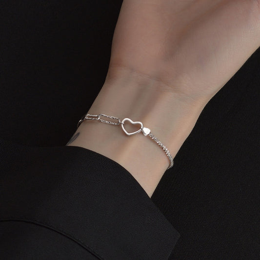 Gypsophila Cube Heart Stitching Bracelet for Women