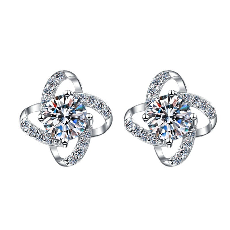 S925 Sterling Silver Earrings Exquisite Windmill Chanel Style Earrings GRA Moissanite Earrings