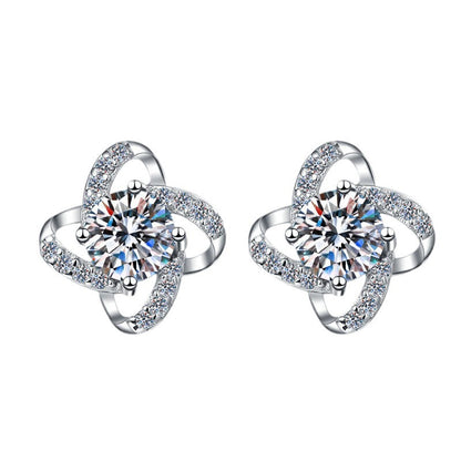 S925 Sterling Silver Earrings Exquisite Windmill Chanel Style Earrings GRA Moissanite Earrings