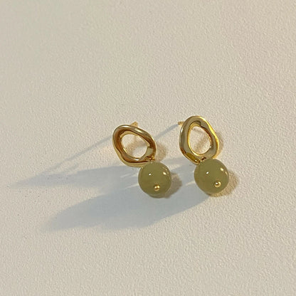 Hetian Jade Yang Green Earrings for Women New Chinese Style