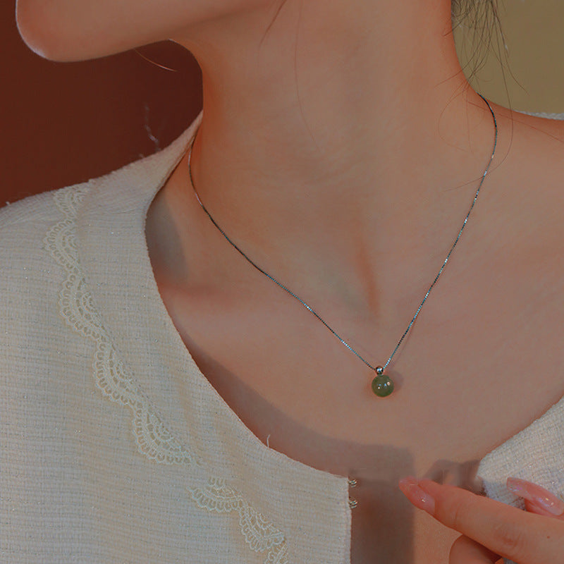 Lake Green Hetian Jade Necklace for Women