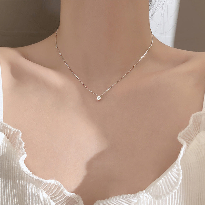 Single Diamond Necklace for Women Niche Design