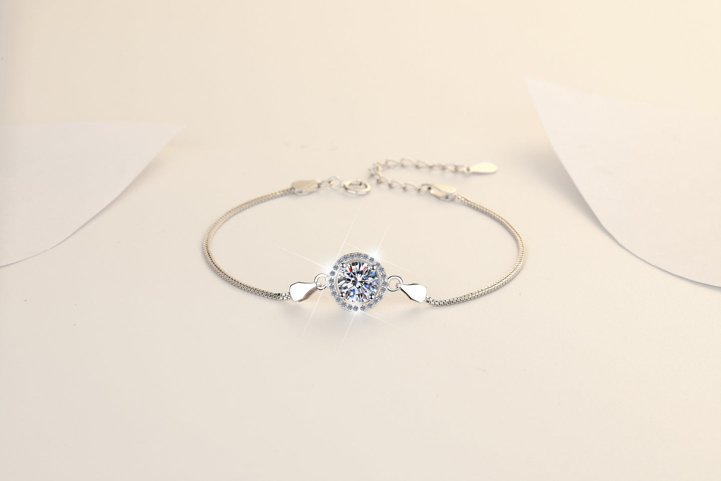 s925Sterling Silver Bracelet1Carat Plated pt950Fashion Versatile Jewelry Manufacturer Cross-Border Moissanite Hand Jewelry Wholesale