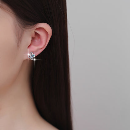 S925 Sterling Silver Earrings Exquisite Windmill Chanel Style Earrings GRA Moissanite Earrings