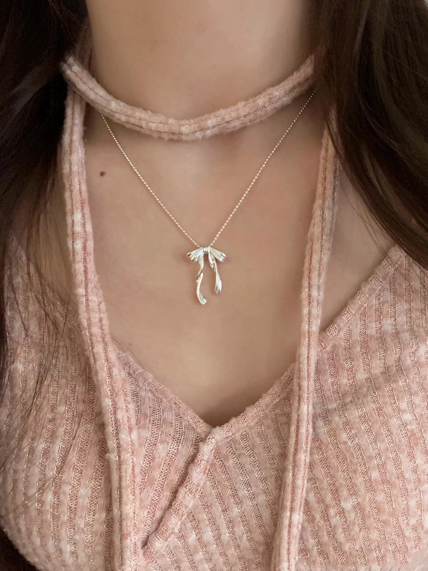 Ballet Style Bow Necklace for Women Fashion Niche Design