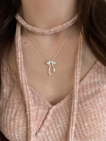 Ballet Style Bow Necklace for Women Fashion Niche Design