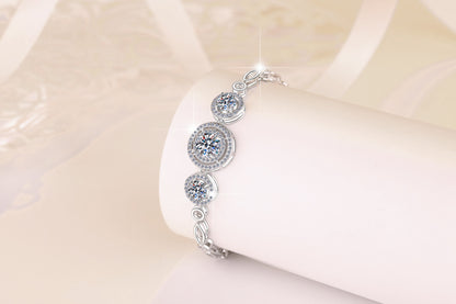 S925 Sterling Silver Women's Bracelet Round Fashion Cross-Border Source Manufacturer Wholesale Moissanite Bracelet GRA