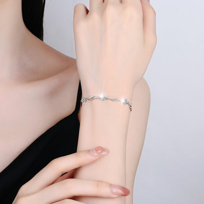 Korean Version Moissanite Bracelet Jewelry for Women Exquisite Light Luxury Bracelet Cross-Border Live Streaming s925Sterling Silver Ornament