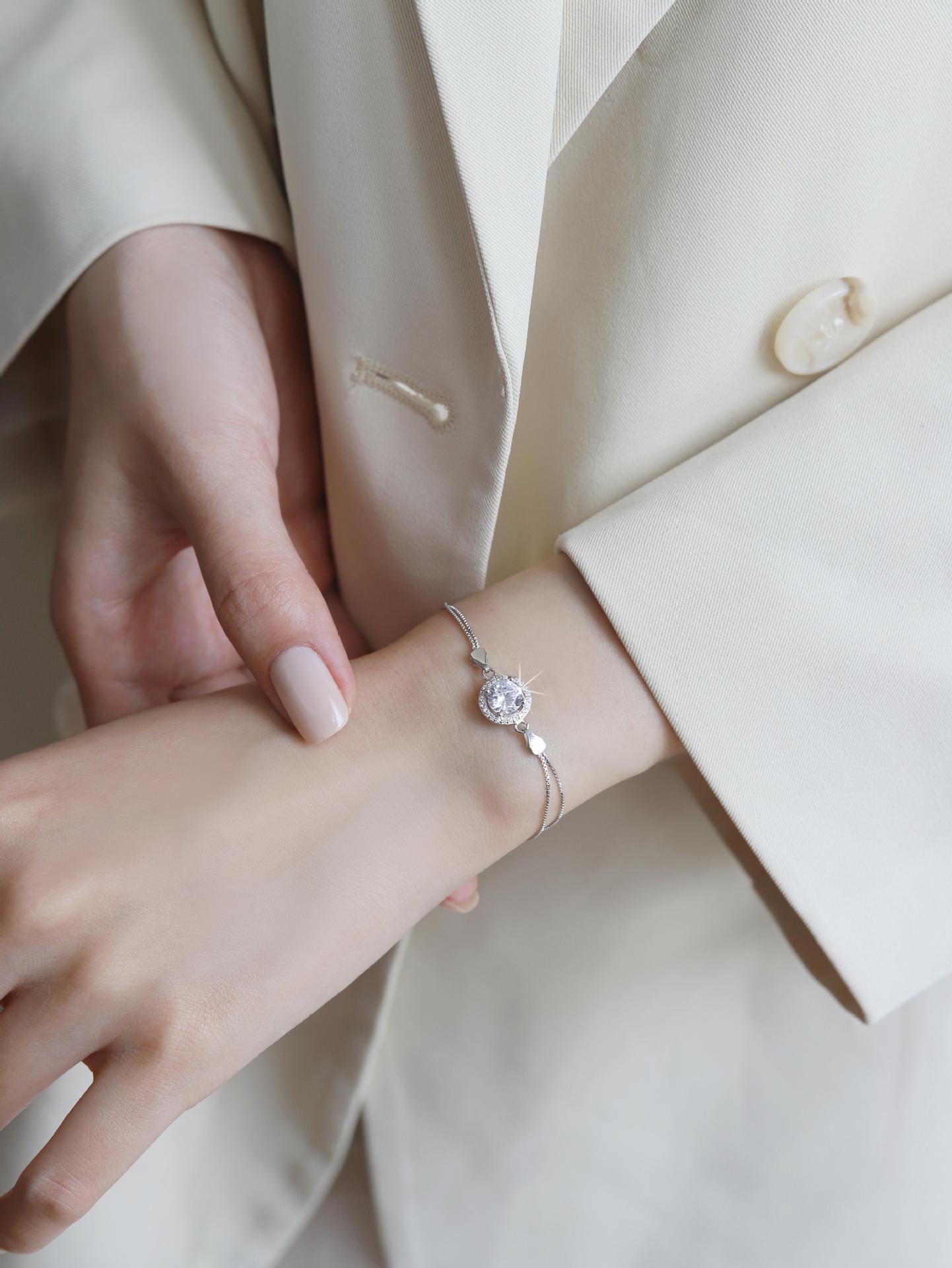 s925Sterling Silver Bracelet1Carat Plated pt950Fashion Versatile Jewelry Manufacturer Cross-Border Moissanite Hand Jewelry Wholesale