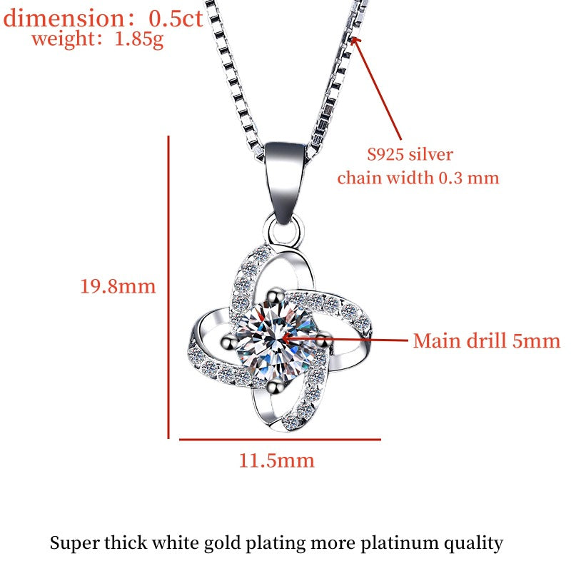S925 Sterling Silver Necklace for Women Fashionable Versatile Four-Leaf Clover Windmill Pendant High-End Clavicle Chain Wholesale Cross-Border